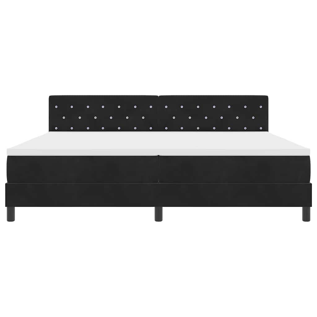 LED Box Spring Ágy fejtámlával Fekete 200 x 200 cm Bársony