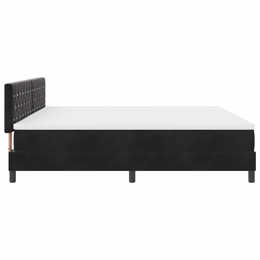 LED Box Spring Ágy fejtámlával Fekete 200 x 200 cm Bársony
