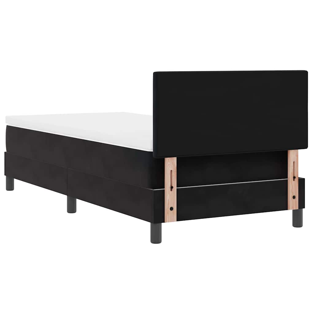 LED Box Spring Ágy matracmal leddel Fekete 80 x 200 cm Bársony
