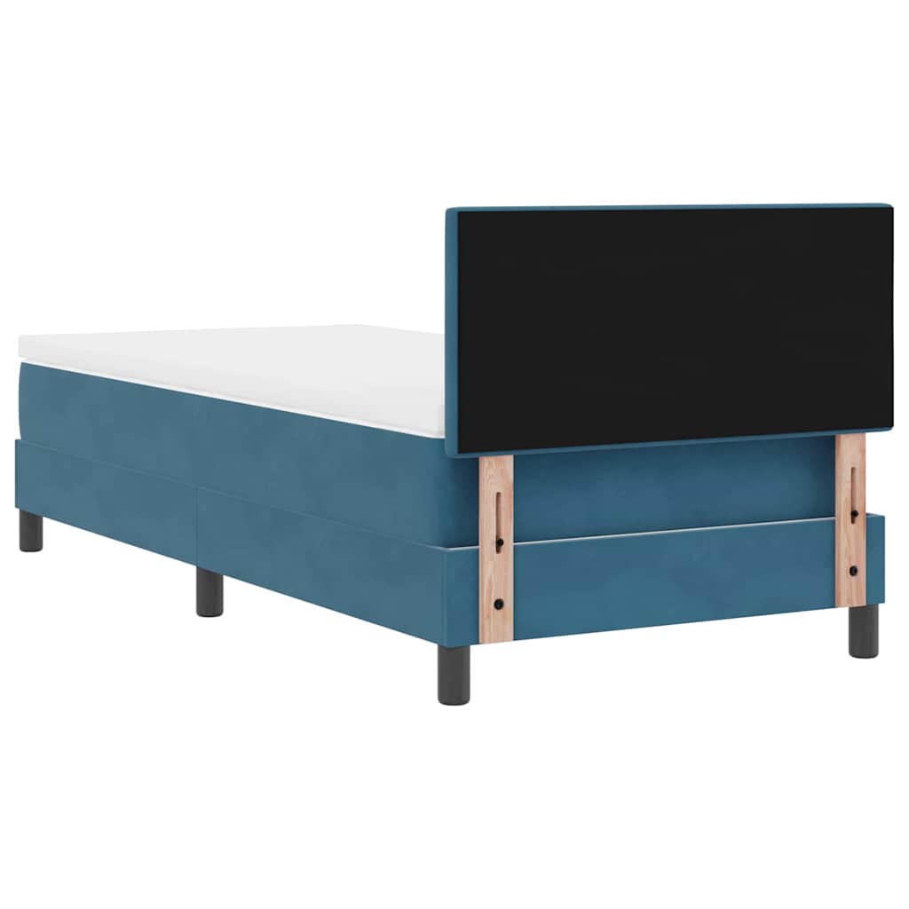 LED Box Spring Ágy fejtámlával Sötét kék 80 x 200 cm Bársony