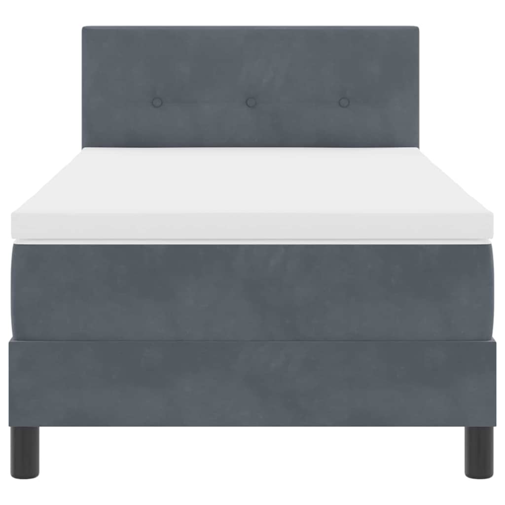 LED Box Spring Ágy fejtámlával Sötétszürke 90 x 190 cm Bársony