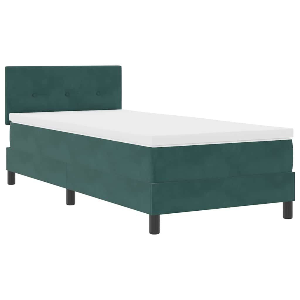 LED Box Spring Ágy fejtámlával Sötétzöld 100 x 200 cm Bársony
