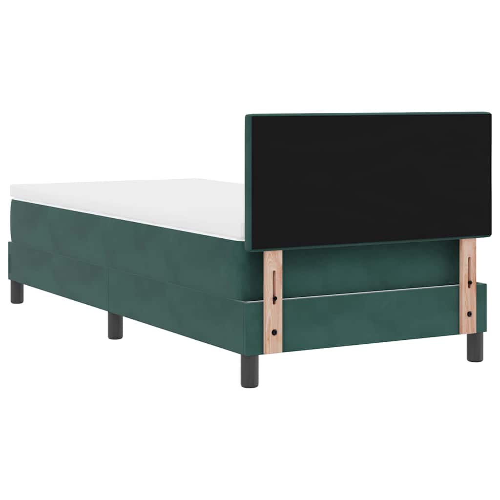 LED Box Spring Ágy fejtámlával Sötétzöld 100 x 200 cm Bársony