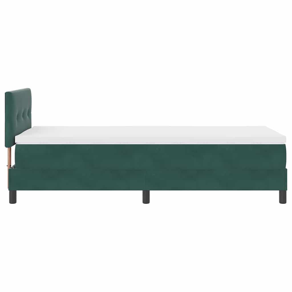 LED Box Spring Ágy fejtámlával Sötétzöld 100 x 200 cm Bársony