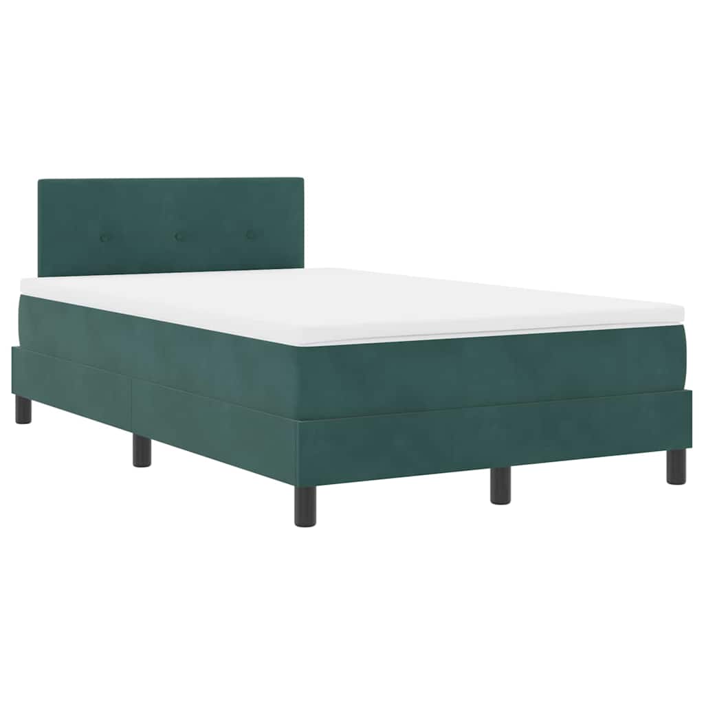 LED Box Spring Ágy fejtámlával Sötétzöld 120 x 190 cm Bársony
