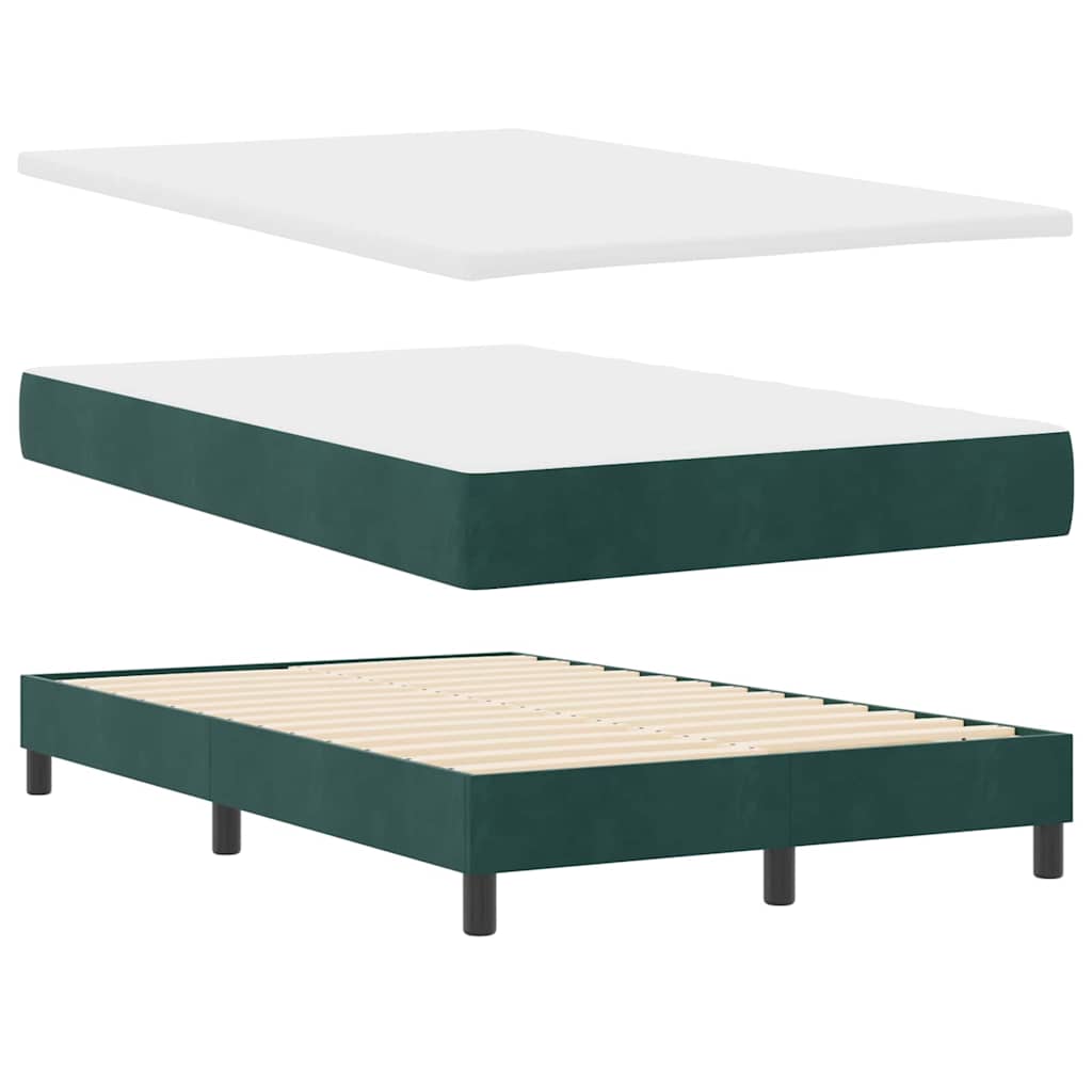 LED Box Spring Ágy fejtámlával Sötétzöld 120 x 190 cm Bársony