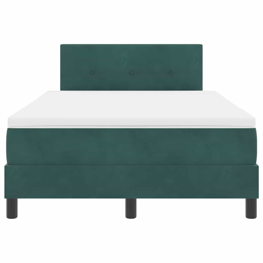 LED Box Spring Ágy fejtámlával Sötétzöld 120 x 190 cm Bársony