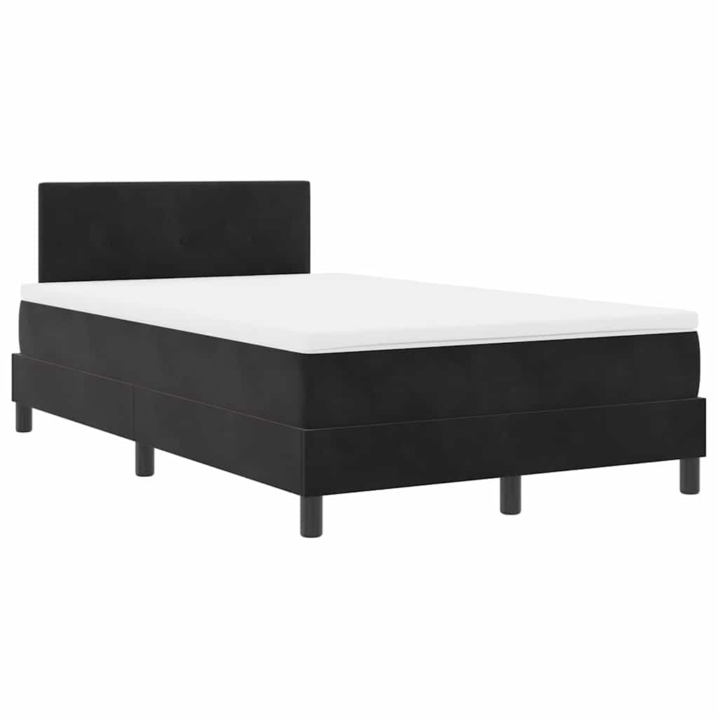 LED Box Spring Ágy párnával Fekete 120 x 200 cm Bársony