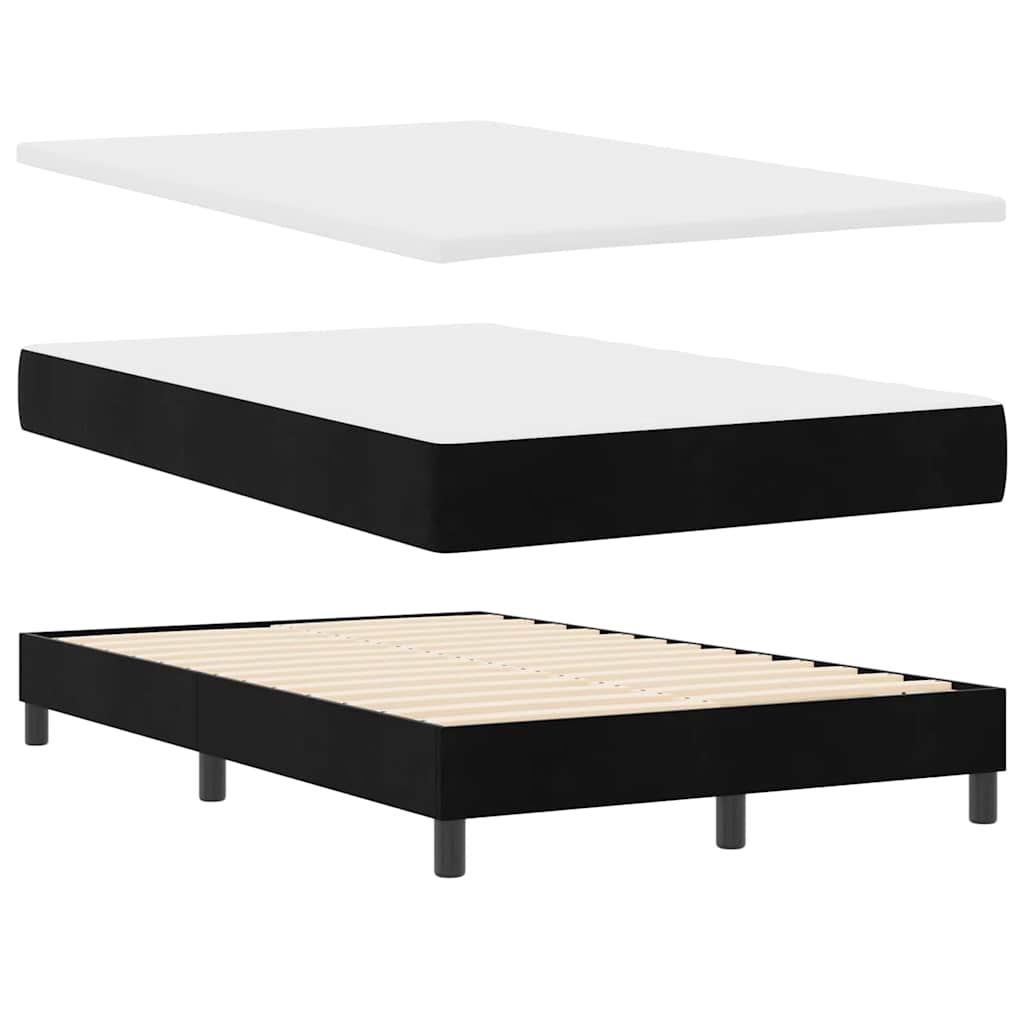 LED Box Spring Ágy párnával Fekete 120 x 200 cm Bársony
