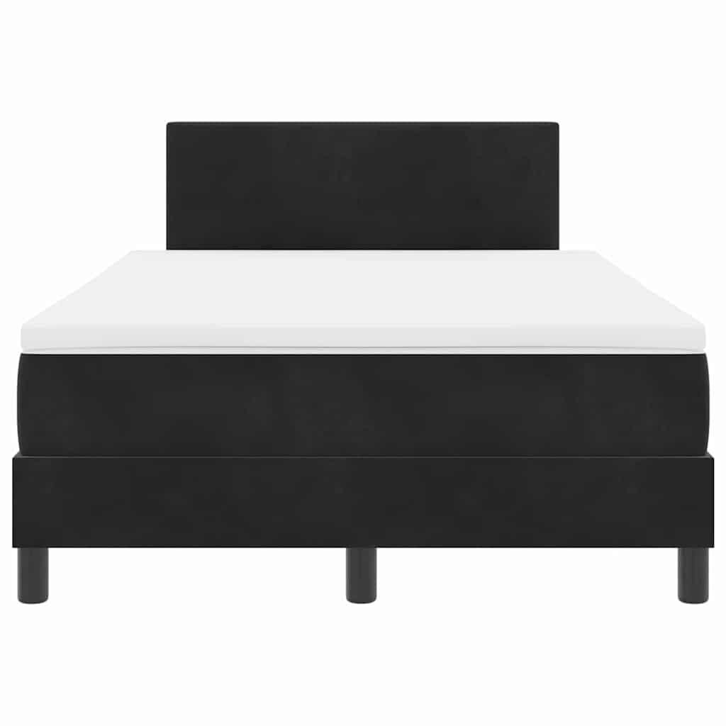 LED Box Spring Ágy párnával Fekete 120 x 200 cm Bársony
