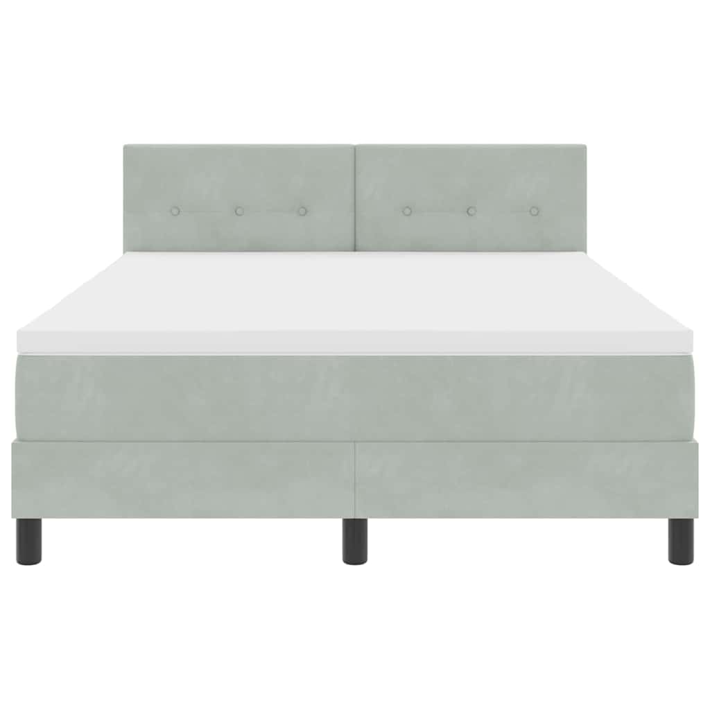LED Box Spring Ágy Világosszürke 140 x 190 cm Bársony
