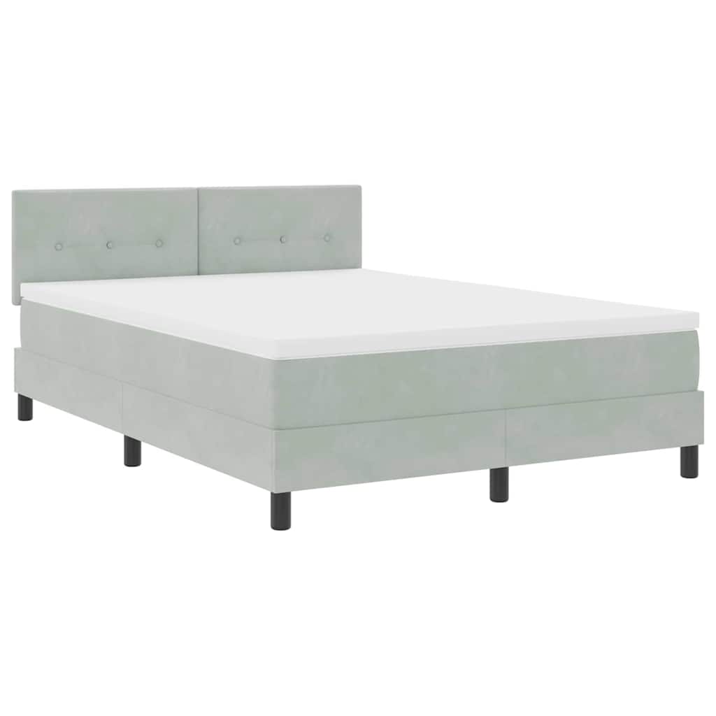 LED Box Spring Ágy Világosszürke 140 x 200 cm Bársony
