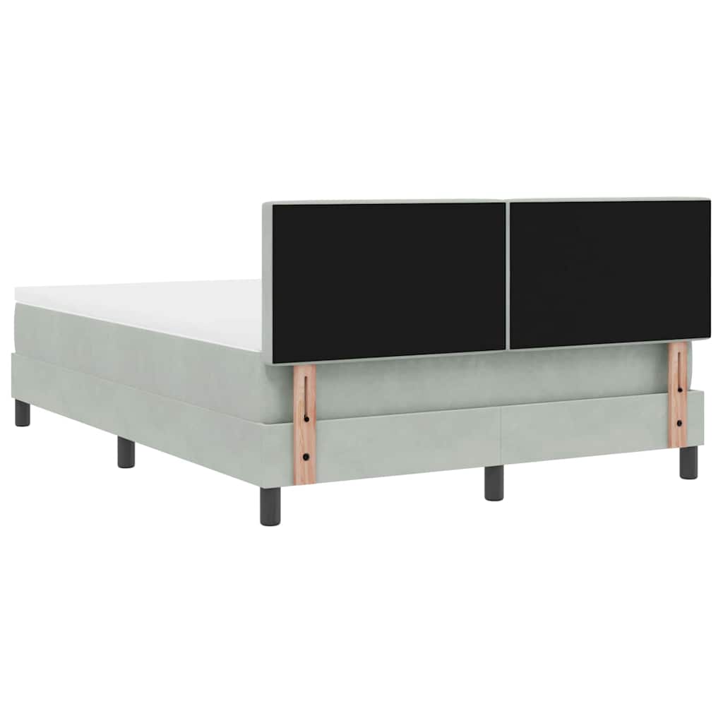 LED Box Spring Ágy matracmal Világosszürke 140 x 200 cm Bársony