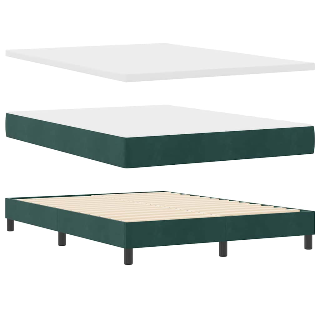 LED Box Spring Ágy fejtámlával Sötétzöld 160 x 200 cm Bársony