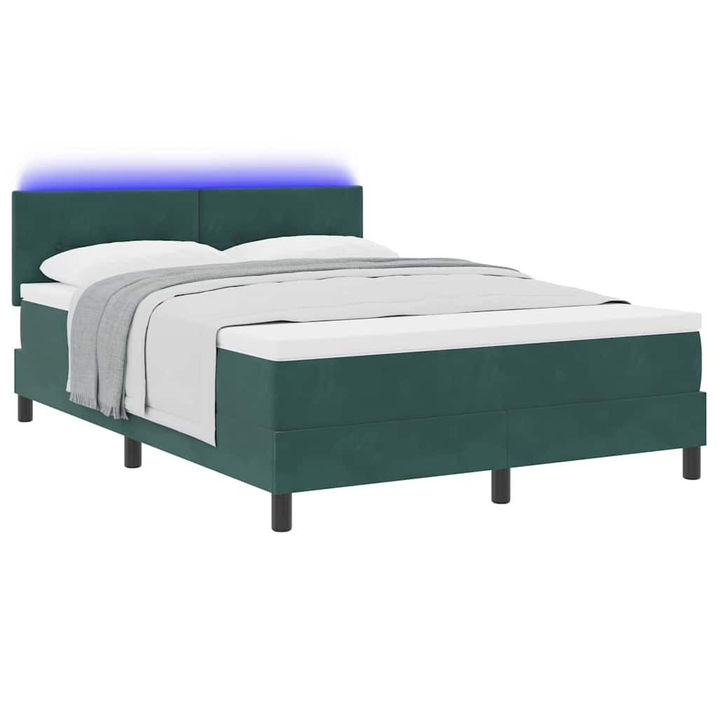 LED Box Spring Ágy fejtámlával Sötétzöld 160 x 200 cm Bársony