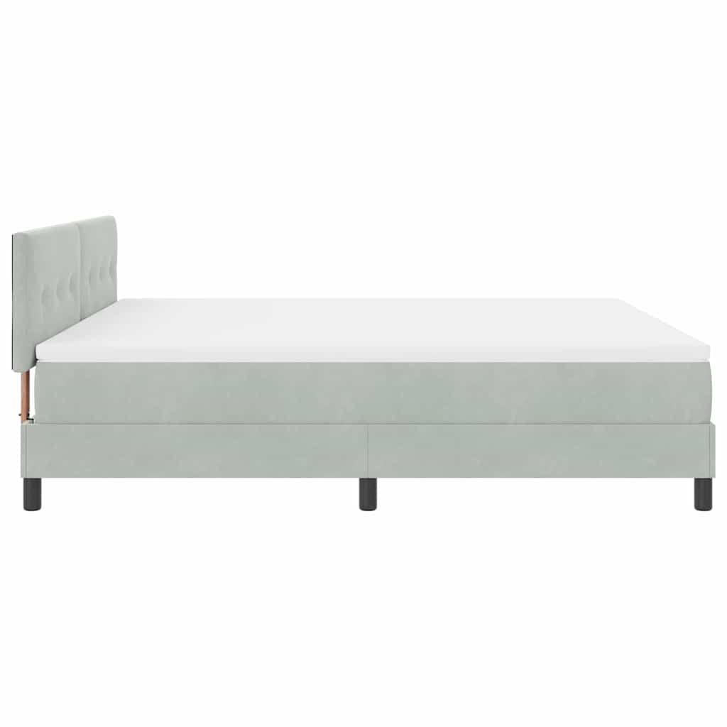 LED Box Spring Ágy Világosszürke 180 x 200 cm Bársony