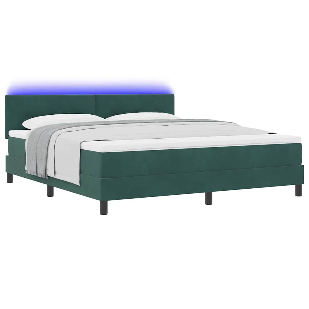 LED Box Spring Ágy fejtámlával Sötétzöld 180 x 200 cm Bársony
