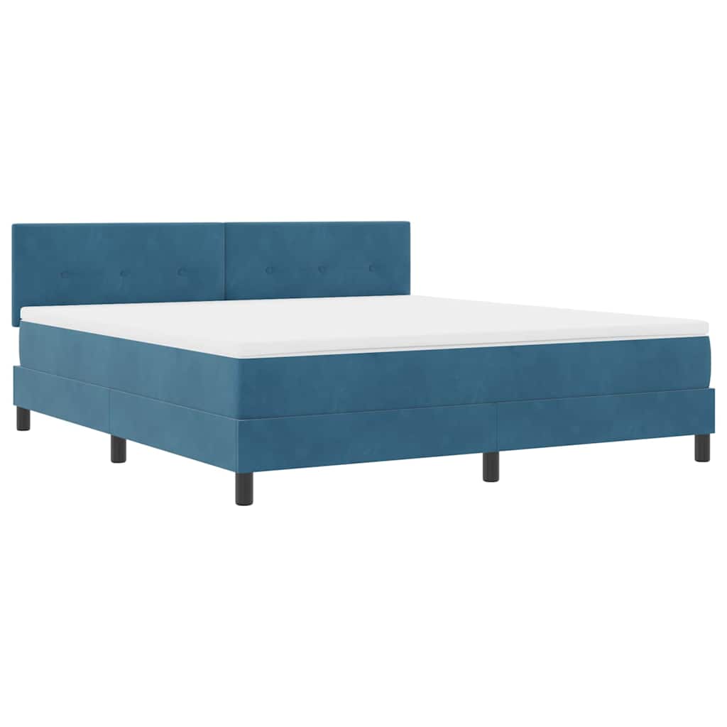 LED Box Spring Ágy fejtámlával Sötét kék 180 x 200 cm Bársony