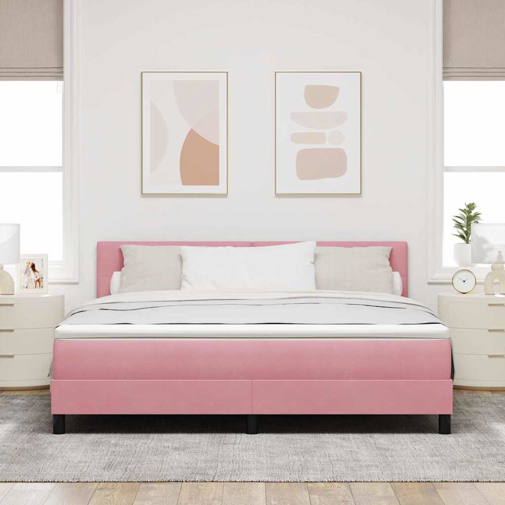 LED Box Spring Ágy fejtámlával Rózsaszín 180 x 200 cm Bársony