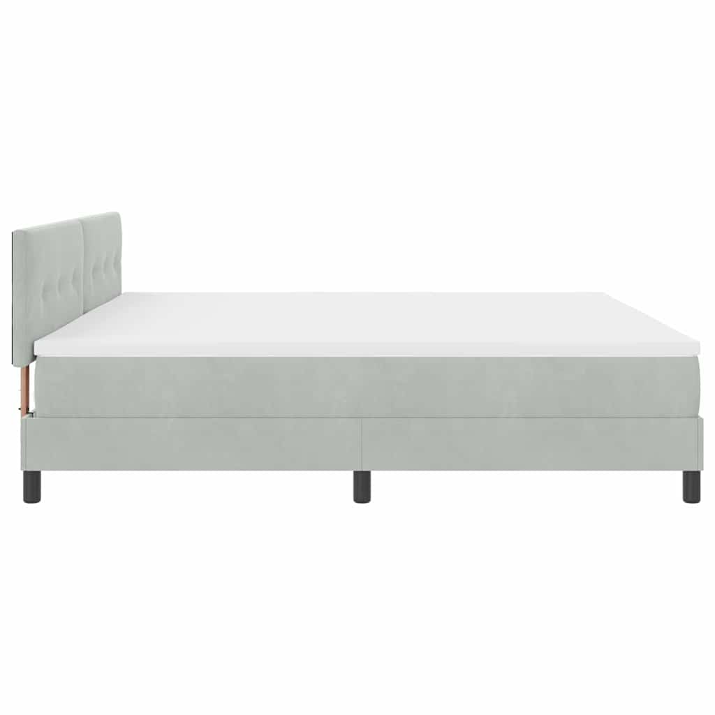 LED Box Spring Ágy Világosszürke 200 x 200 cm Bársony