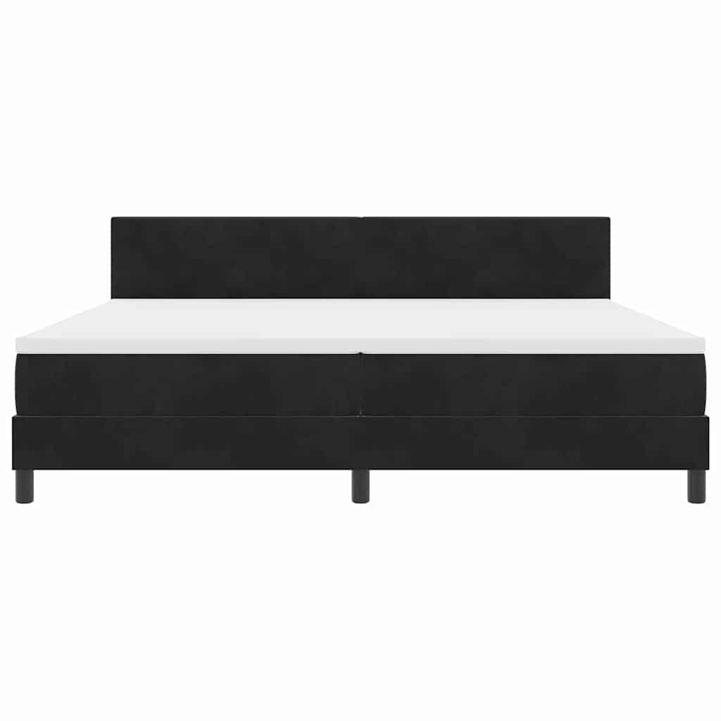 LED Box Spring Ágy LED szalagokkal Fekete 200 x 200 cm Bársony