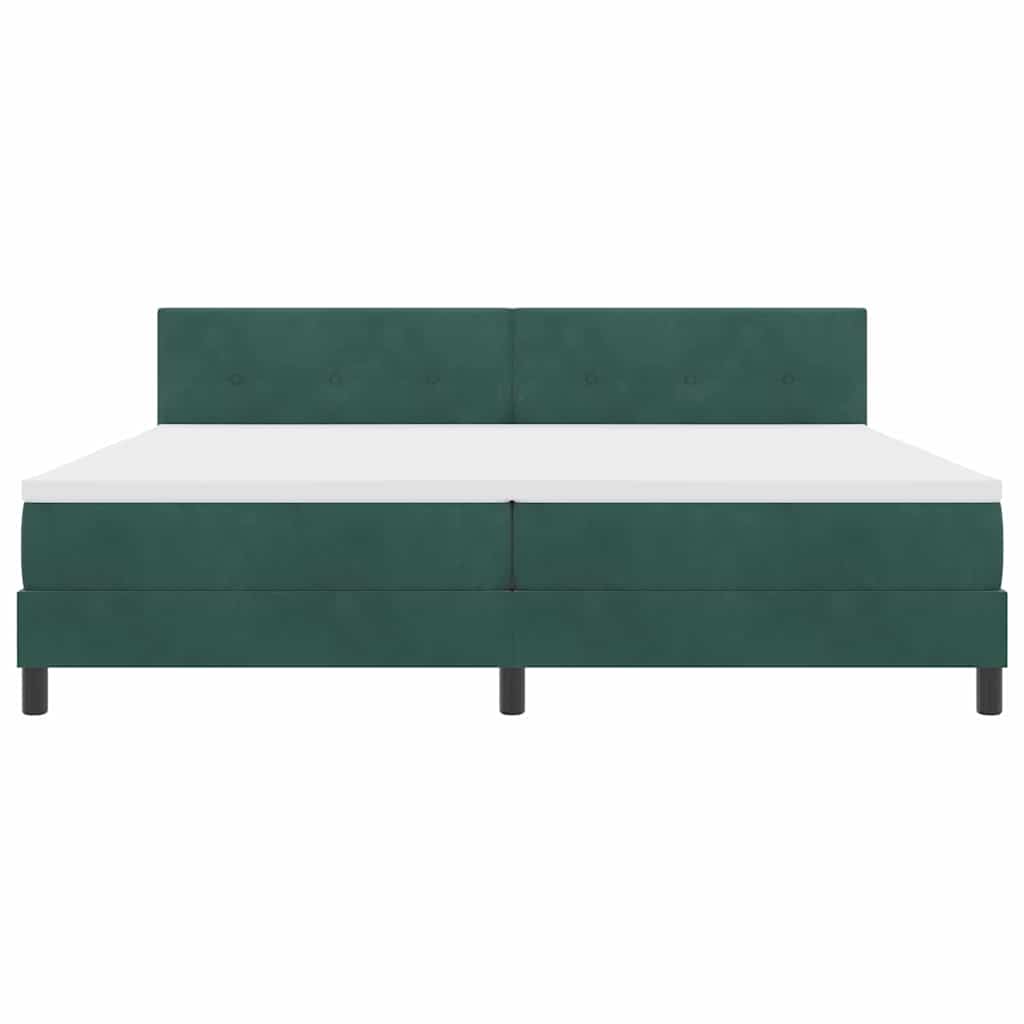 LED Box Spring Ágy fejtámlával Sötétzöld 200 x 200 cm Bársony