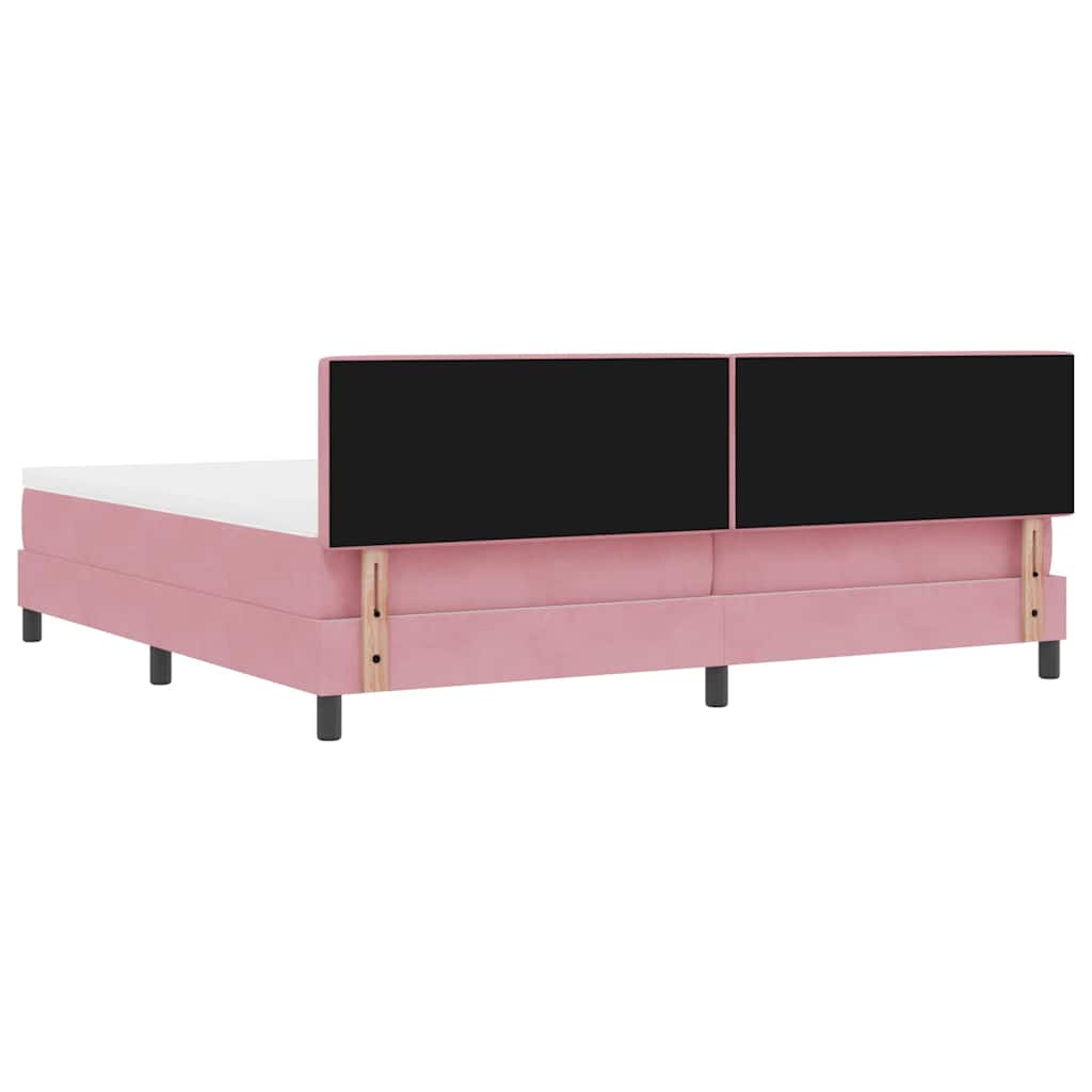 LED Box Spring Ágy fejtámlával Rózsaszín 200 x 200 cm Bársony