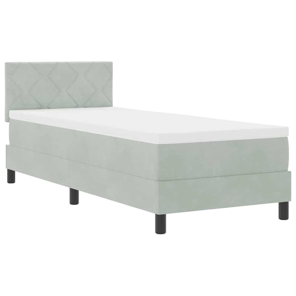 LED Box Spring Ágy Világosszürke 80 x 200 cm Bársony