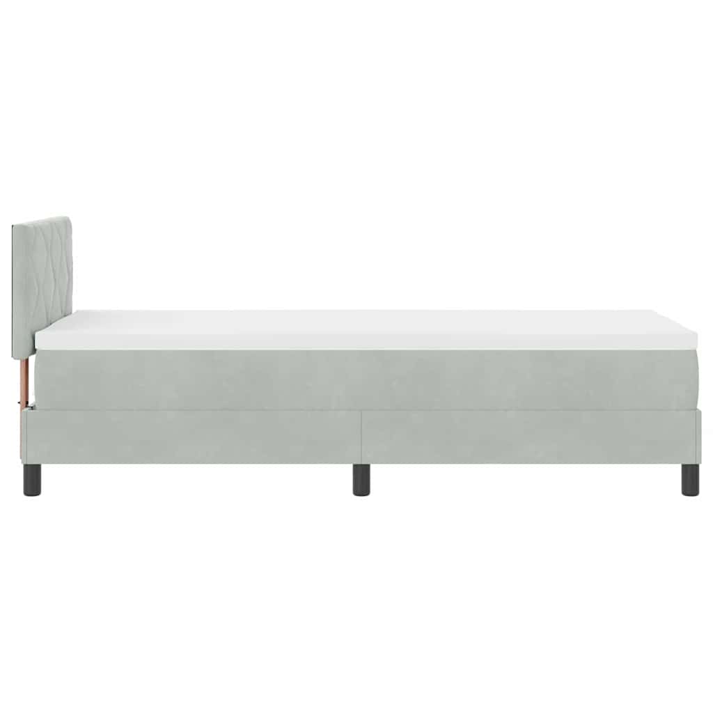 LED Box Spring Ágy Világosszürke 80 x 200 cm Bársony