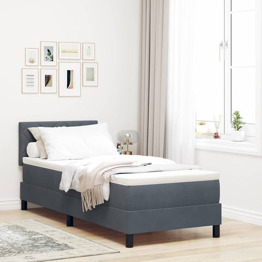 LED Box Spring Ágy matracmal Sötétszürke 80 x 200 cm Bársony