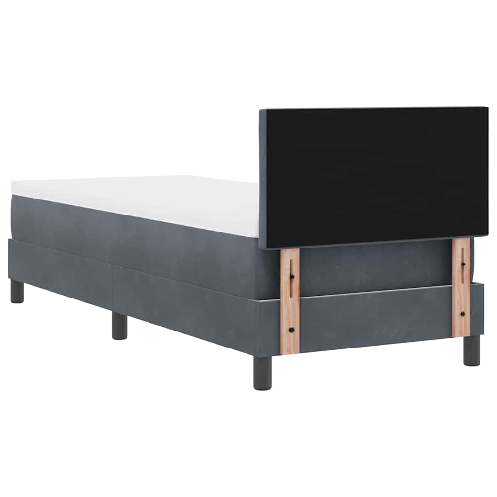 LED Box Spring Ágy fejtámlával Sötétszürke 80 x 200 cm Bársony