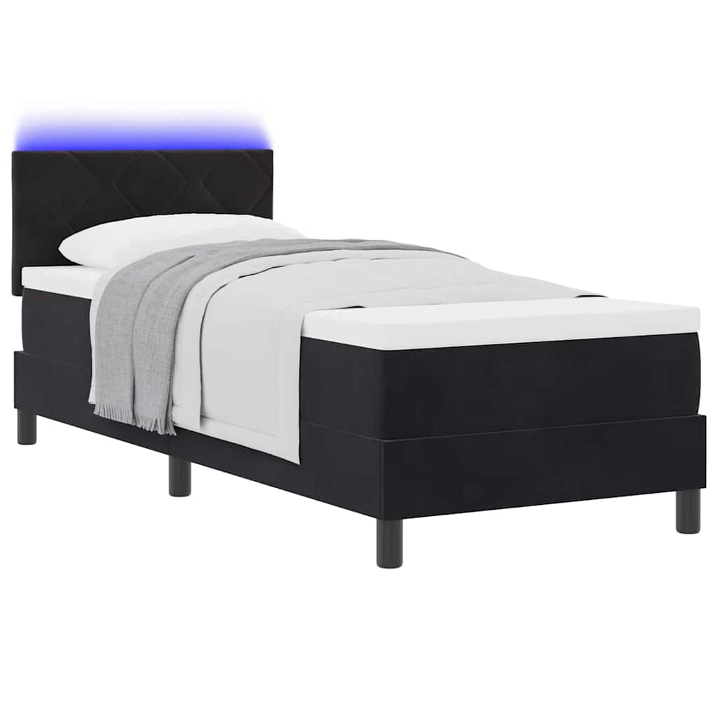 LED Box Spring Ágy LED szalagokkal Fekete 80 x 200 cm Bársony