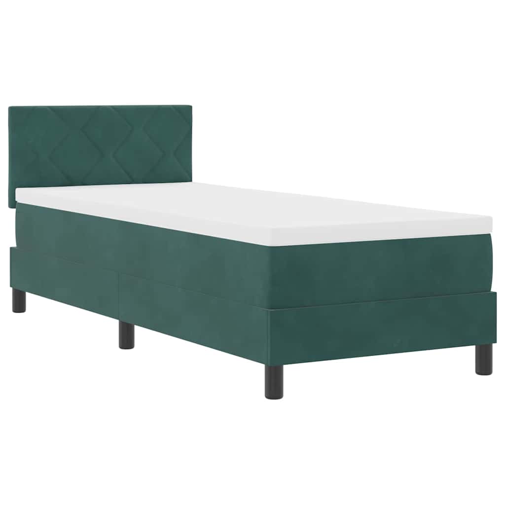 LED Box Spring Ágy fejtámlával Sötétzöld 80 x 200 cm Bársony