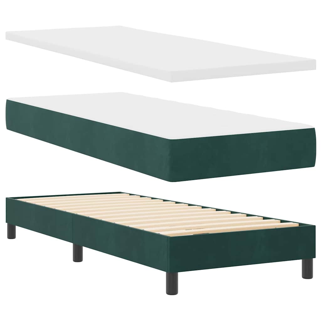 LED Box Spring Ágy fejtámlával Sötétzöld 80 x 200 cm Bársony
