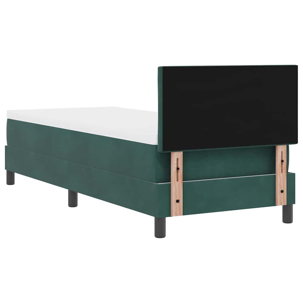 LED Box Spring Ágy fejtámlával Sötétzöld 80 x 200 cm Bársony