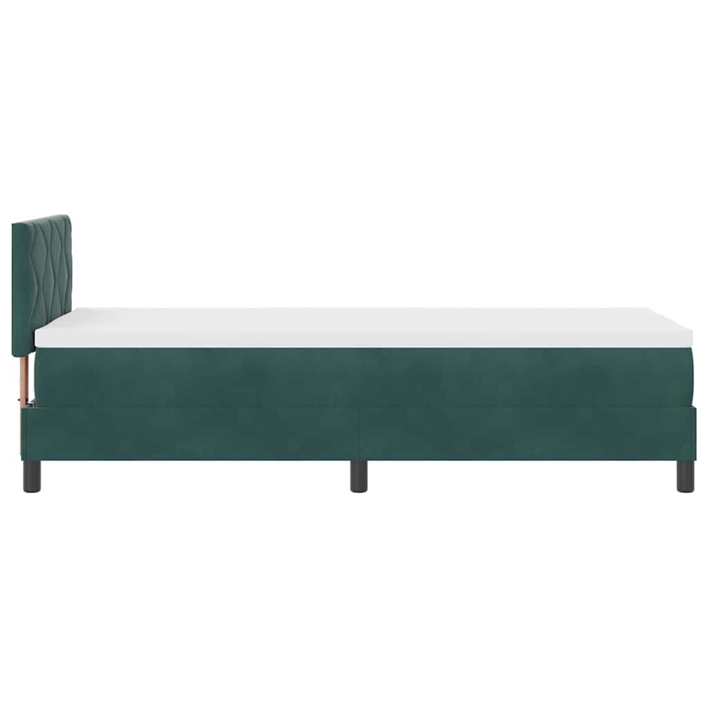 LED Box Spring Ágy fejtámlával Sötétzöld 80 x 200 cm Bársony