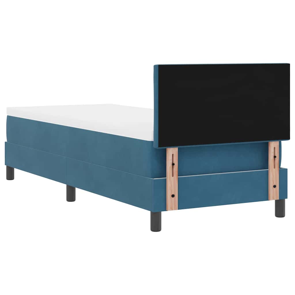 LED Box Spring Ágy fejtámlával Sötét kék 80 x 200 cm Bársony