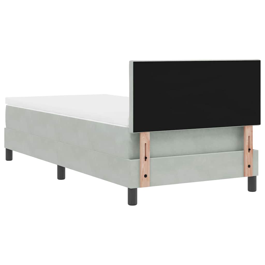 LED Box Spring Ágy matracmal Világosszürke 100 x 200 cm Bársony
