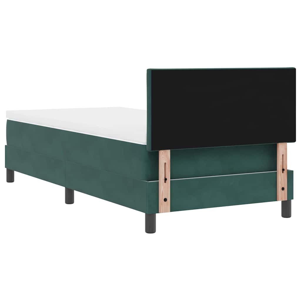 LED Box Spring Ágy fejtámlával Sötétzöld 100 x 200 cm Bársony
