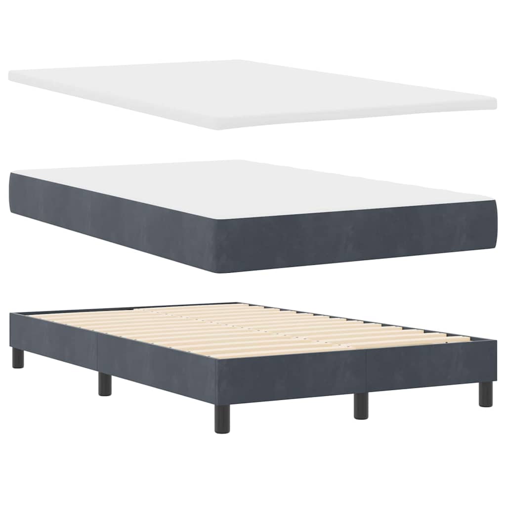 LED Box Spring Ágy fejtámlával Sötétszürke 120 x 190 cm Bársony