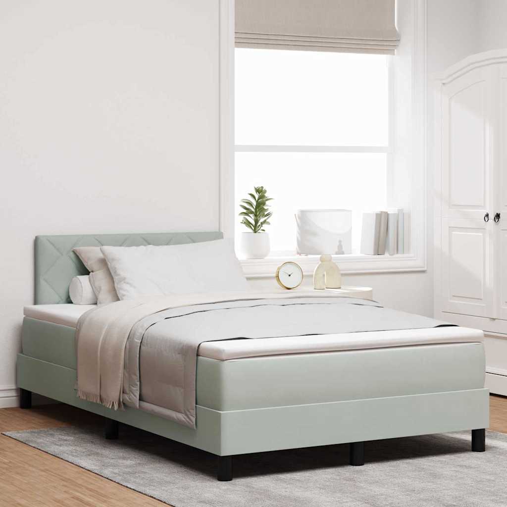 LED Box Spring Ágy Világosszürke 120 x 200 cm Bársony