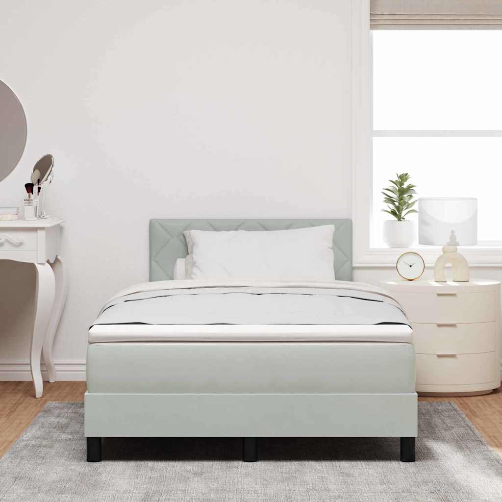 LED Box Spring Ágy Világosszürke 120 x 200 cm Bársony
