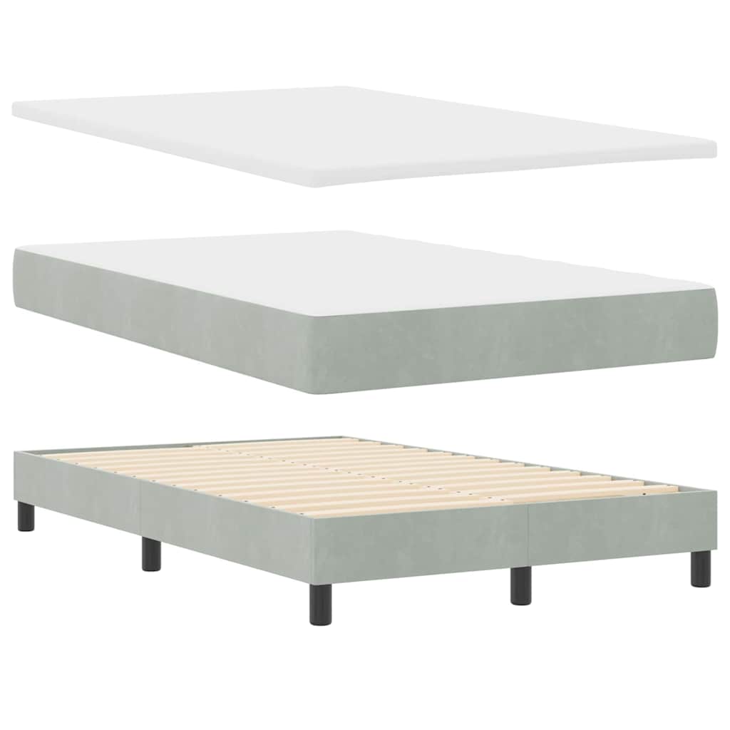 LED Box Spring Ágy Világosszürke 120 x 200 cm Bársony
