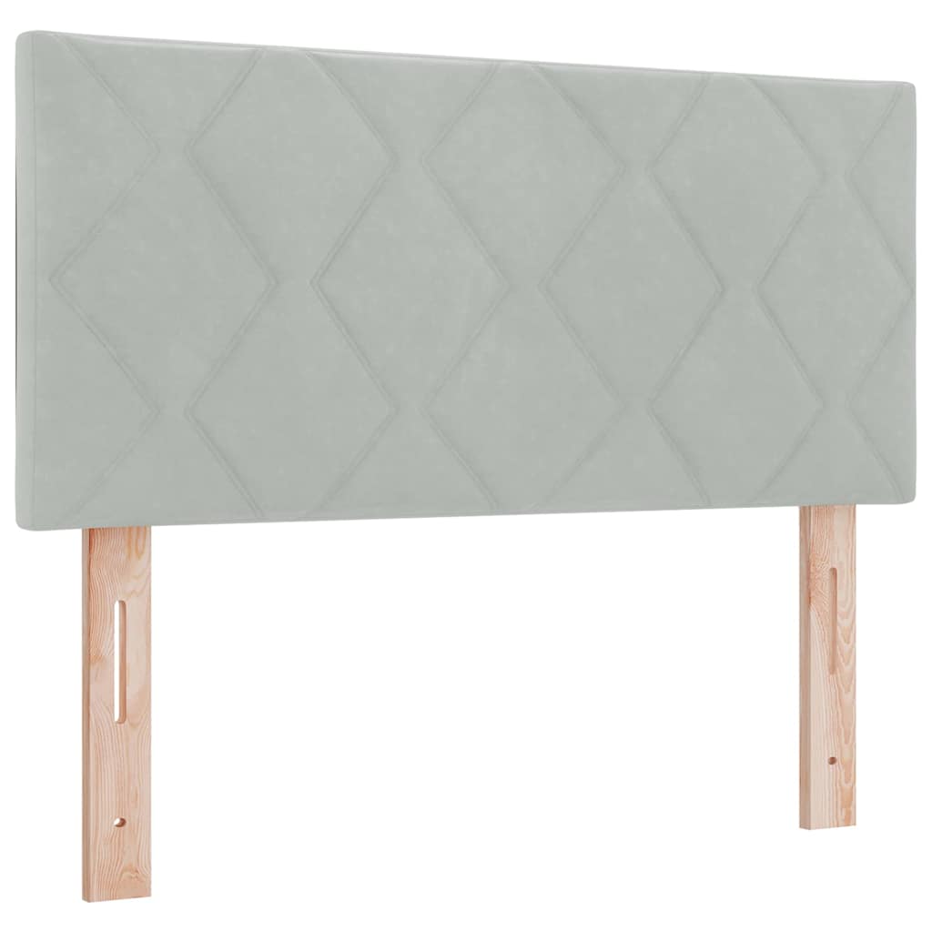 LED Box Spring Ágy Világosszürke 120 x 200 cm Bársony