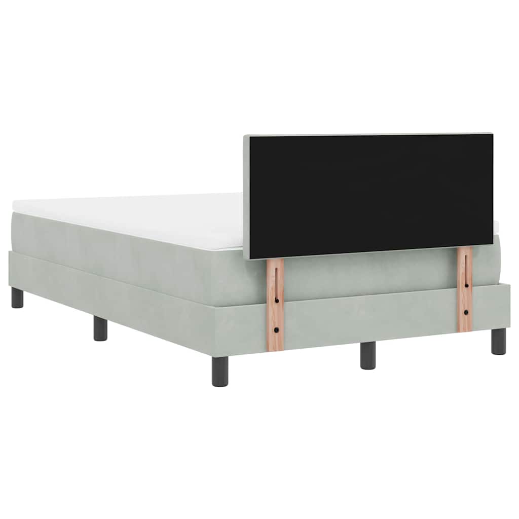 LED Box Spring Ágy Világosszürke 120 x 200 cm Bársony