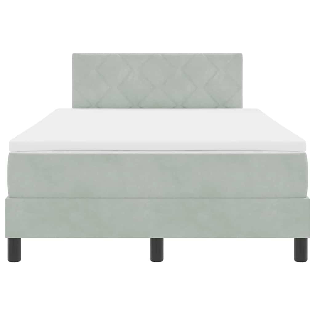 LED Box Spring Ágy Világosszürke 120 x 200 cm Bársony