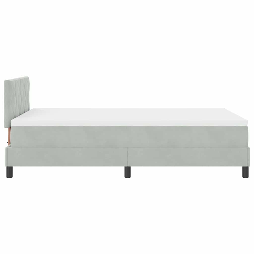 LED Box Spring Ágy Világosszürke 120 x 200 cm Bársony