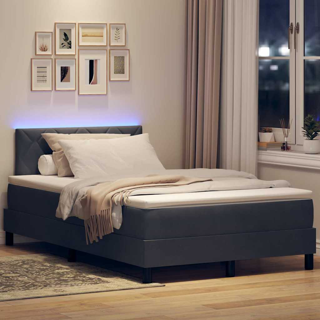 LED Box Spring Ágy fejtámlával Sötétszürke 120 x 200 cm Bársony