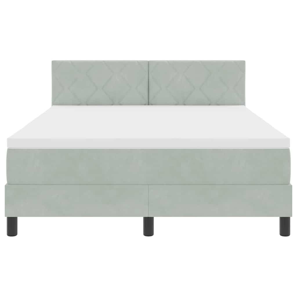 LED Box Spring Ágy Világosszürke 140 x 190 cm Bársony