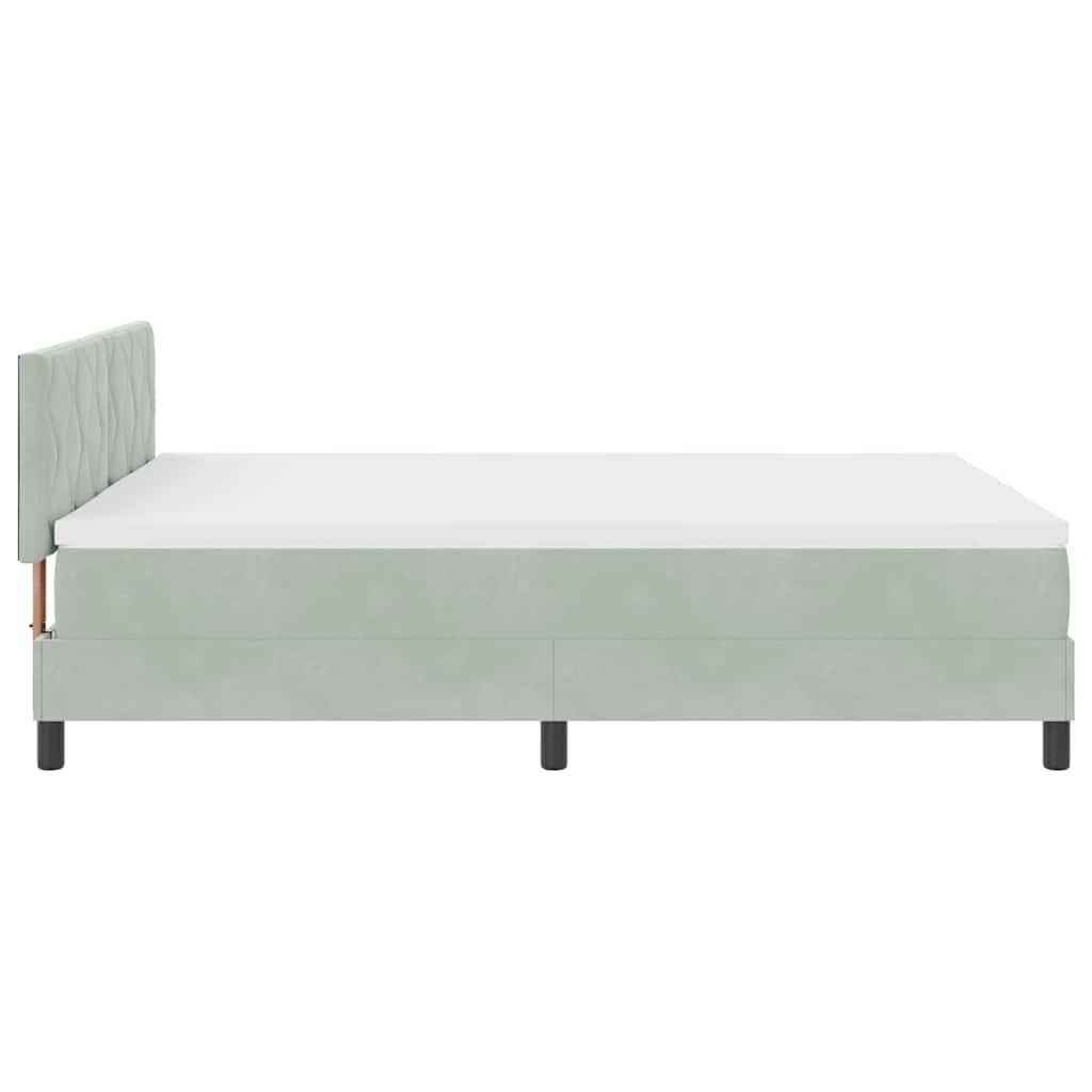 LED Box Spring Ágy Világosszürke 140 x 190 cm Bársony